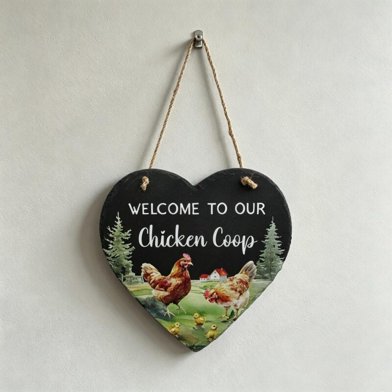 Heart‑Shaped Slate Hanging Plaque - Farmhouse & Cou...