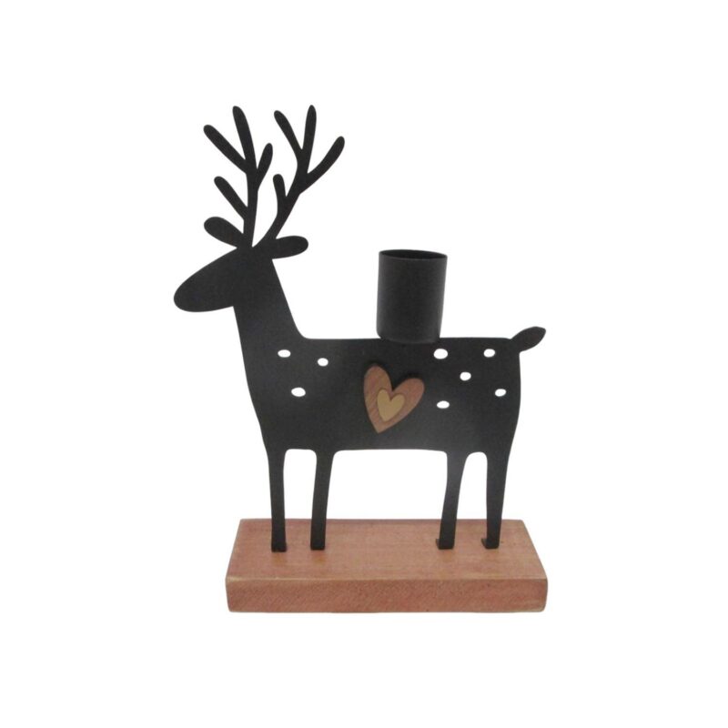 Metal Reindeer Candle Holder with Wood Base - Christmas - lr.zacpzw.com