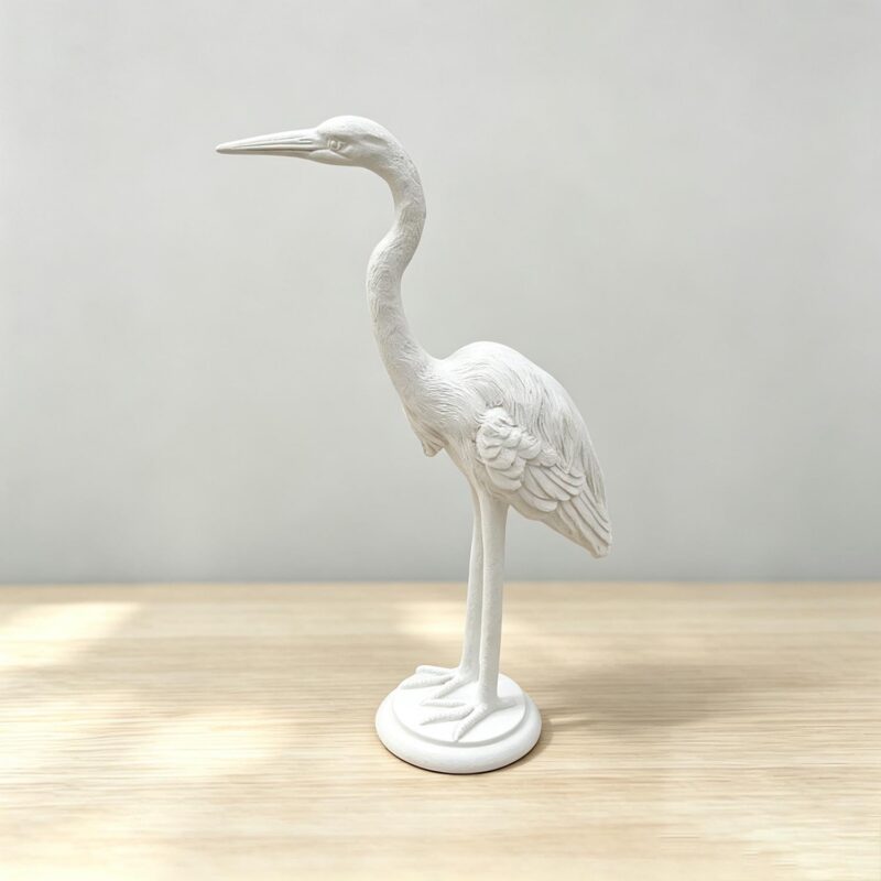 Resin White Heron Bird Decorative Statue - Tabletop Déco...