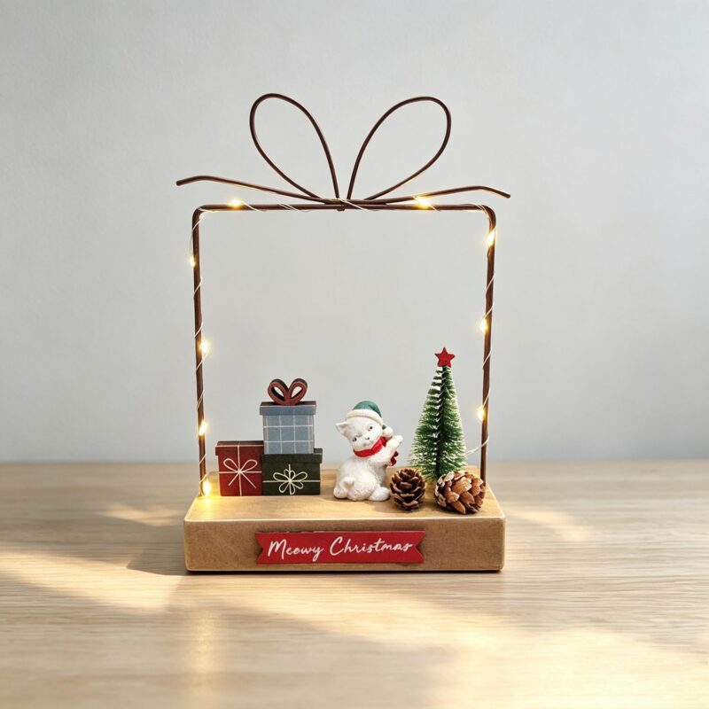 Gift-Frame Cat Light-Up Table Ornament - Christmas - life...