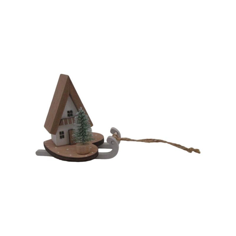 Wooden Sleigh Cabin Table Ornament - Christmas - life-dec...