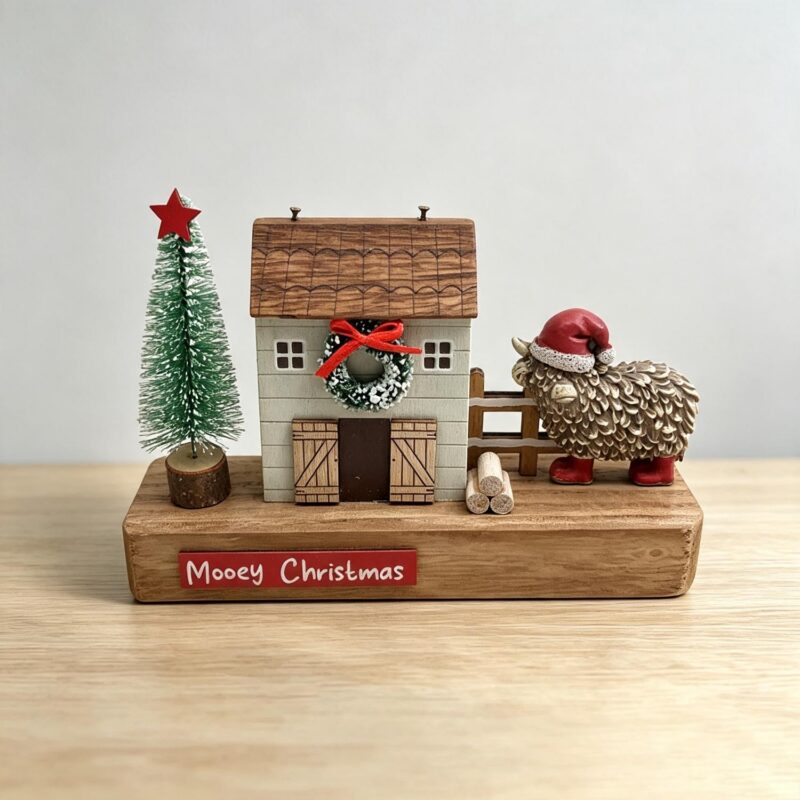 Wooden Farm‑Style Christmas Tabletop Decoration - Chris...