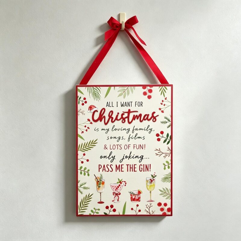 Targhetta natalizia in legno da appendere con nastro - Natale -...