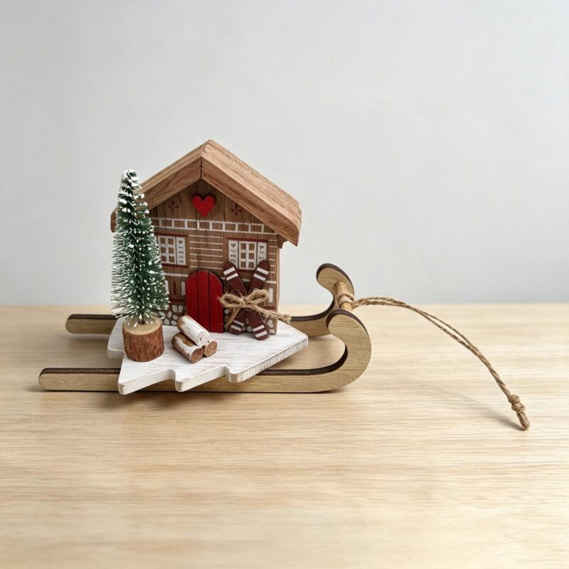 Wooden Sled Christmas Table‑top Ornament - Christmas - ...