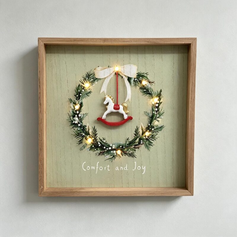 Wooden Shadow‑Box Christmas Frame with LED Lights - Chr...