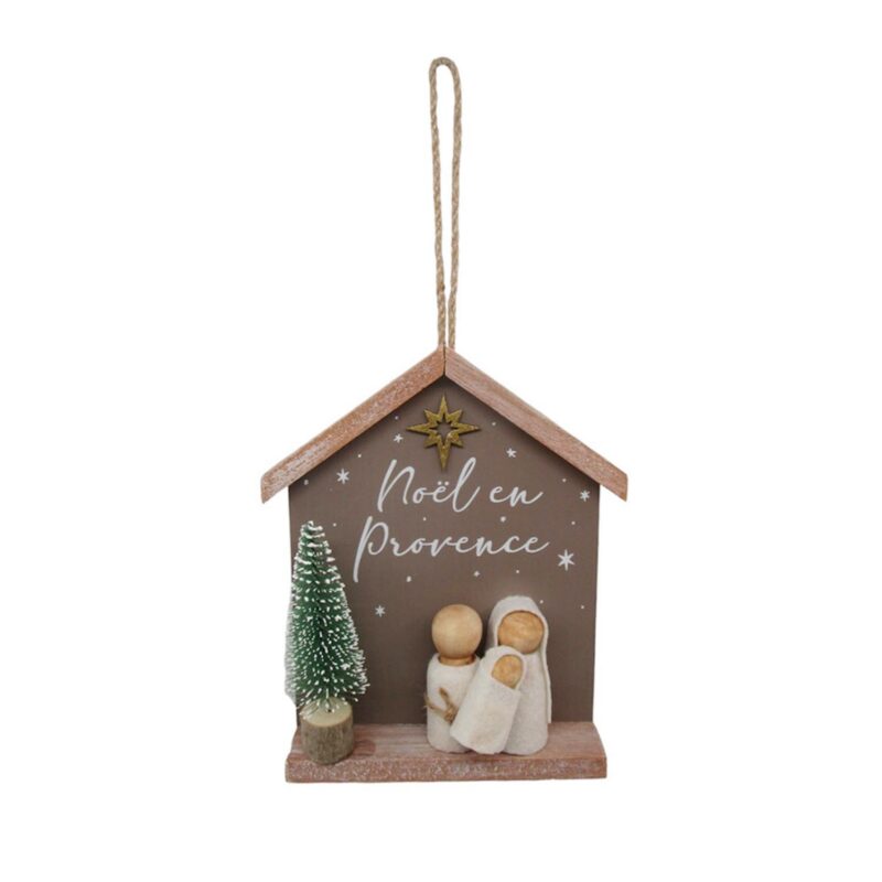 Wooden House‑Shaped Nativity Hanging Decor - Spiritual & Religious - lr.zacpzw.com