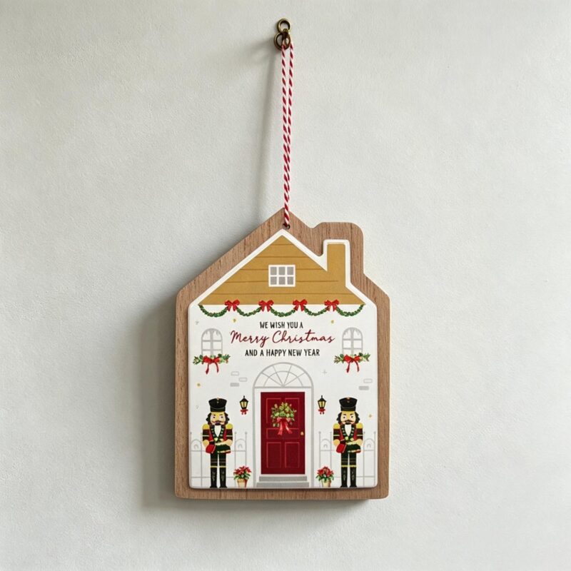 House‑Shaped Wooden Christmas Hanging Ornament - Christ...