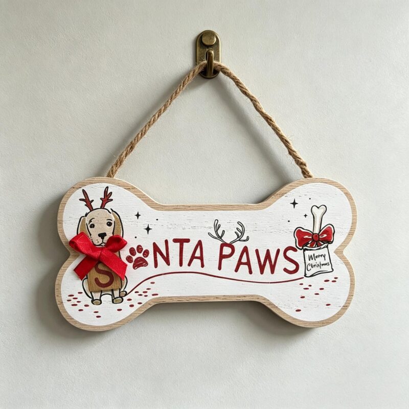 Bone‑Shaped Wooden Hanging Plaque - Christmas - life-de...