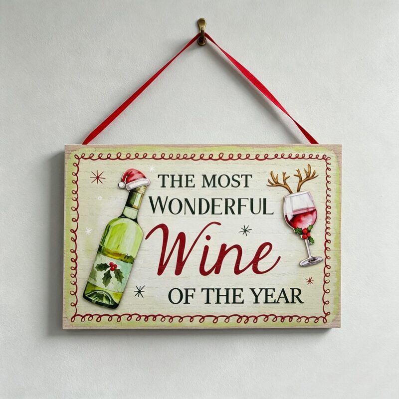 Christmas Wine‑Theme Wooden Hanging Plaque - Christmas - lr.zacpzw.com