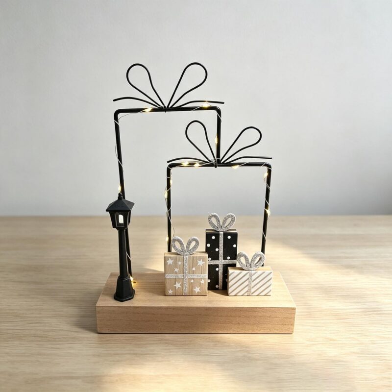 Double Gift-Box Metal Frame Light-Up Ornament - Christmas...