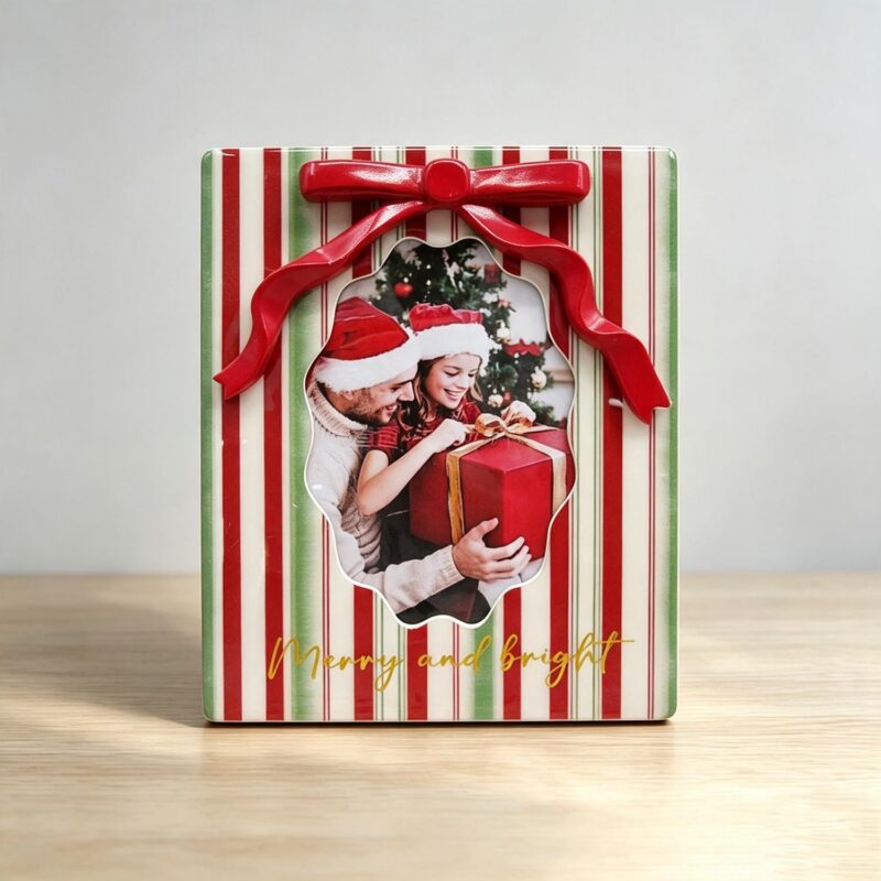Epoxy Resin Red-Green Stripe Christmas Photo Frame - Chri...