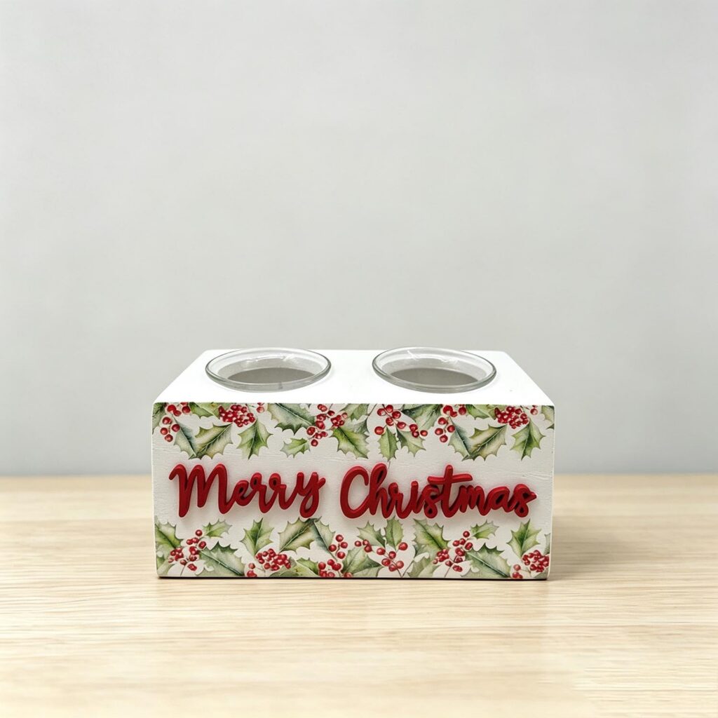 Wooden Two-Hole Candle Holder - Christmas - lr.zacpzw.com