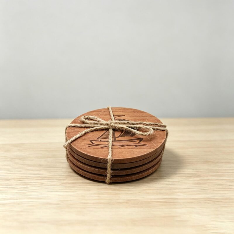 Set of 4 Nautical Wooden Coasters - Coastal (Summer) - l...
