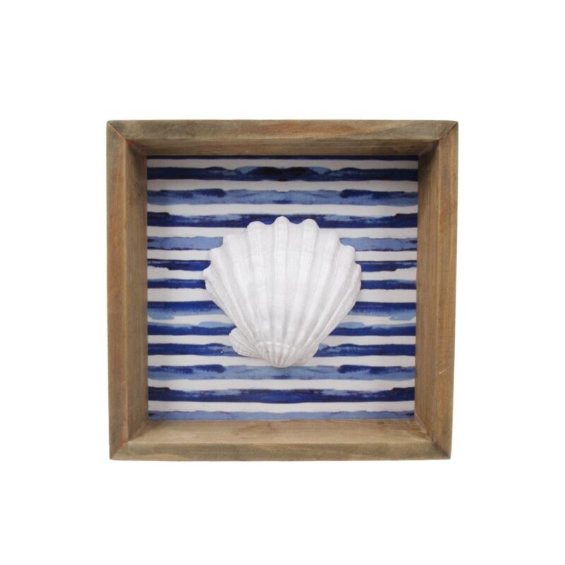 Wave-Trimmed White Frame with Shell - Coastal (Summer) -...