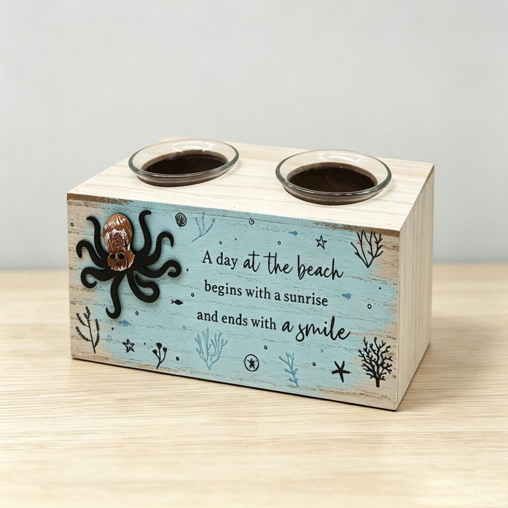 Wooden Double-Cup Holder - Coastal (Summer) - lr.zacpzw.com